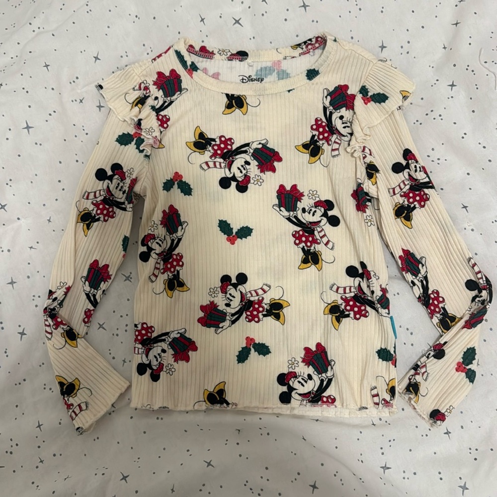 Like New, Posh Peanut x Disney Holiday Minnie Mouse Long Sleeve Top Sz 3T-4T